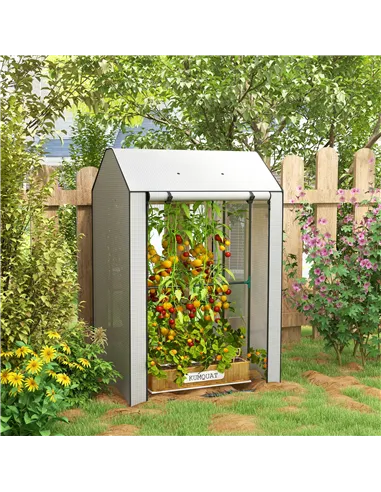 Outsunny Mini Greenhouse with 4 Wire Shelves, Portable Tomato Greenhouse, Upgraded Garden Grow House for Plants with Roll Up Doo