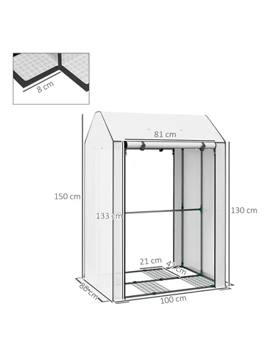 Outsunny Mini Greenhouse with 4 Wire Shelves, Portable Tomato Greenhouse, Upgraded Garden Grow House for Plants with Roll Up Doo