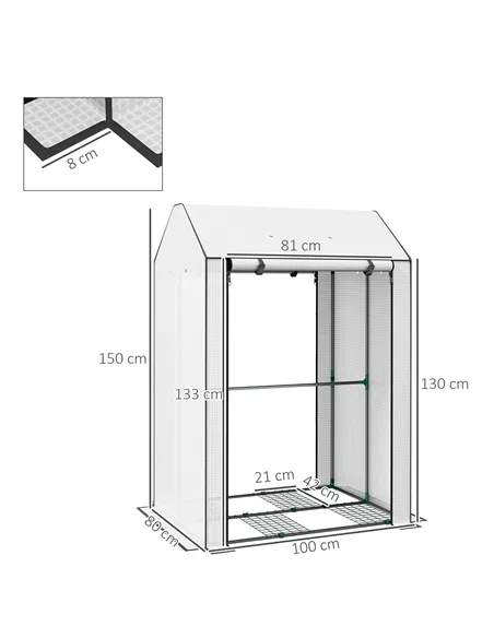 Outsunny Mini Greenhouse with 4 Wire Shelves, Portable Tomato Greenhouse, Upgraded Garden Grow House for Plants with Roll Up Doo