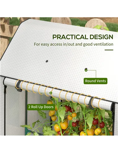 Outsunny Mini Greenhouse with 4 Wire Shelves, Portable Tomato Greenhouse, Upgraded Garden Grow House for Plants with Roll Up Doo