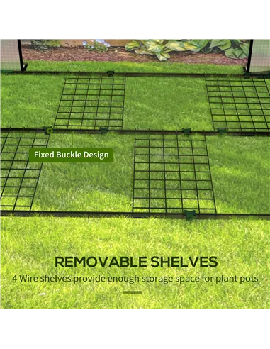 Outsunny Mini Greenhouse with 4 Wire Shelves, Portable Tomato Greenhouse, Upgraded Garden Grow House for Plants with Roll Up Doo