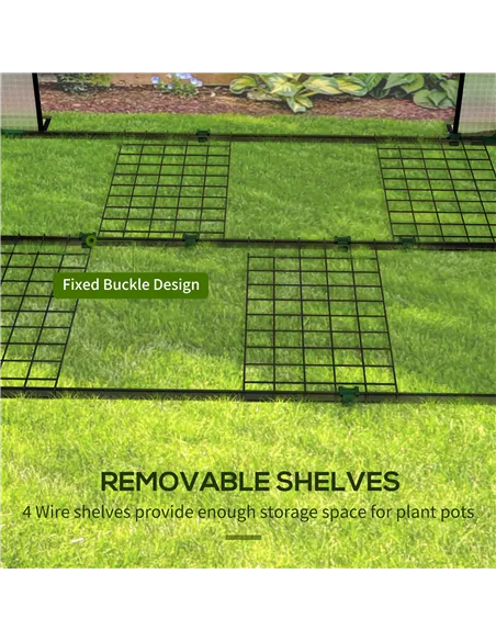 Outsunny Mini Greenhouse with 4 Wire Shelves, Portable Tomato Greenhouse, Upgraded Garden Grow House for Plants with Roll Up Doo