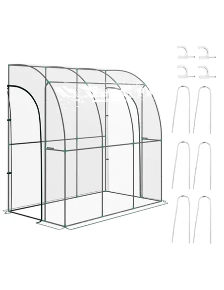 Outsunny 214cm x 118cm Walk-In Lean To Greenhouse, with Accessories