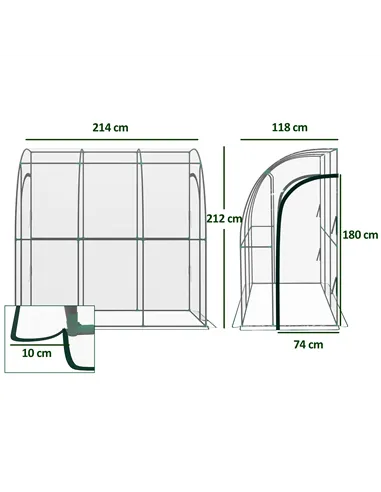 Outsunny 214cm x 118cm Walk-In Lean To Greenhouse, with Accessories