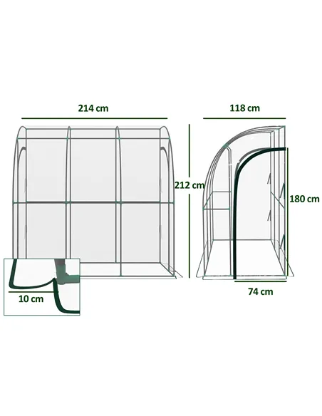 Outsunny 214cm x 118cm Walk-In Lean To Greenhouse, with Accessories