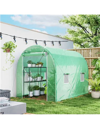 Outsunny 300 x 195cm Walk-In Tunnel Greenhouse - Green