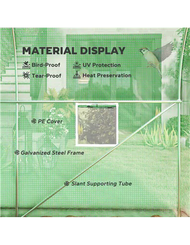 Outsunny 300 x 195cm Walk-In Tunnel Greenhouse - Green