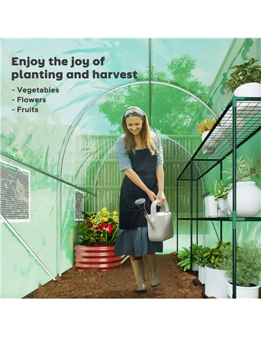 Outsunny 300 x 195cm Walk-In Tunnel Greenhouse - Green