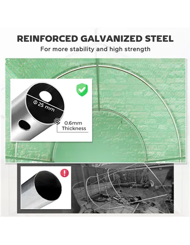 Outsunny 300 x 195cm Walk-In Tunnel Greenhouse - Green