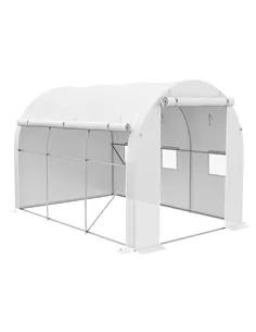 Outsunny 296 x 196cm Steel Frame Polytunnel Greenhouse - White
