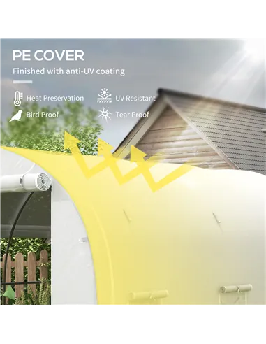 Outsunny 296 x 196cm Steel Frame Polytunnel Greenhouse - White