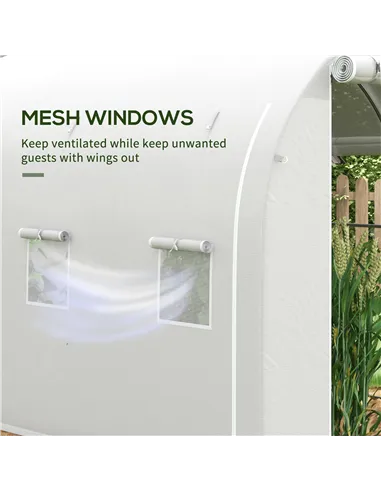 Outsunny 296 x 196cm Steel Frame Polytunnel Greenhouse - White