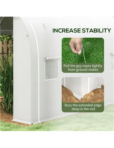 Outsunny 296 x 196cm Steel Frame Polytunnel Greenhouse - White