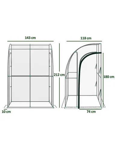 Outsunny 143cm x 118cm Walk-In Lean To Greenhouse, with Accessories