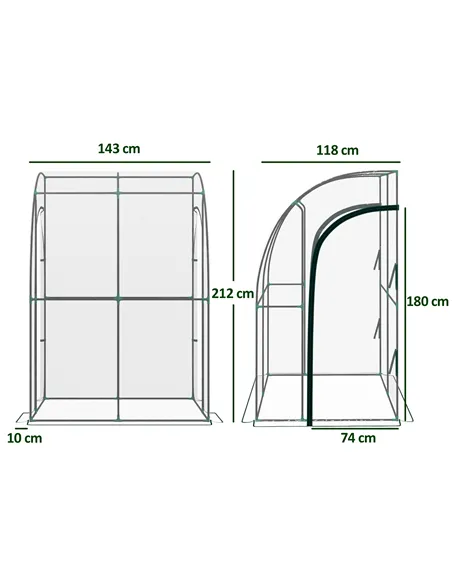 Outsunny 143cm x 118cm Walk-In Lean To Greenhouse, with Accessories