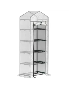 Outsunny 193cm Five Shelf Mini Greenhouse - White
