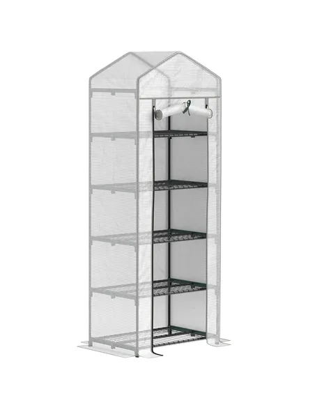 Outsunny 193cm Five Shelf Mini Greenhouse - White
