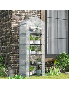 Outsunny 193cm Five Shelf Mini Greenhouse - White 2