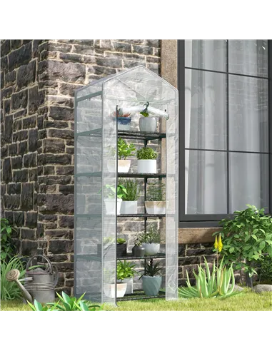 Outsunny 193cm Five Shelf Mini Greenhouse - White