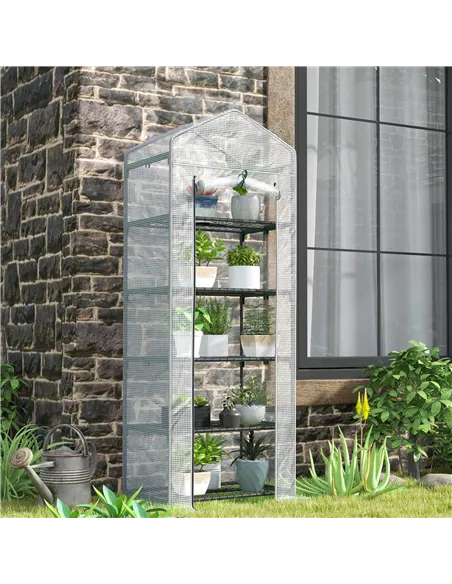 Outsunny 193cm Five Shelf Mini Greenhouse - White