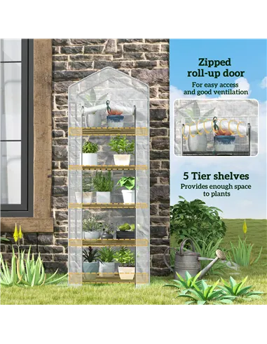 Outsunny 193cm Five Shelf Mini Greenhouse - White