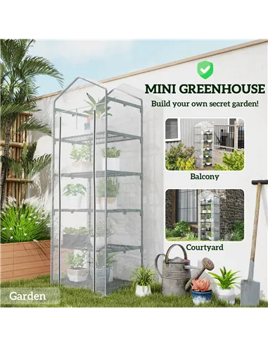 Outsunny 193cm Five Shelf Mini Greenhouse - White