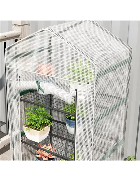 Outsunny 193cm Five Shelf Mini Greenhouse - White