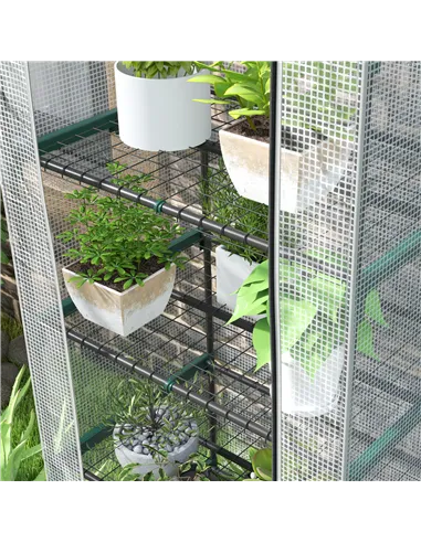 Outsunny 193cm Five Shelf Mini Greenhouse - White