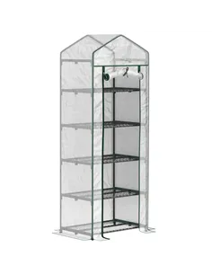 Outsunny 193cm Five Shelf Mini Greenhouse - White