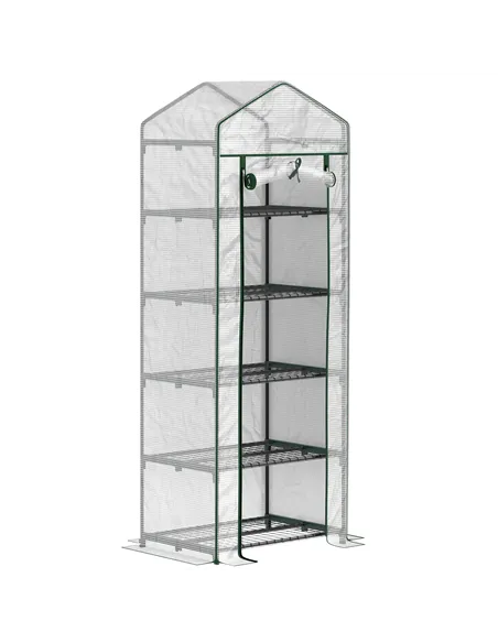 Outsunny 193cm Five Shelf Mini Greenhouse - White