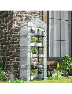Outsunny 193cm Five Shelf Mini Greenhouse - White 2