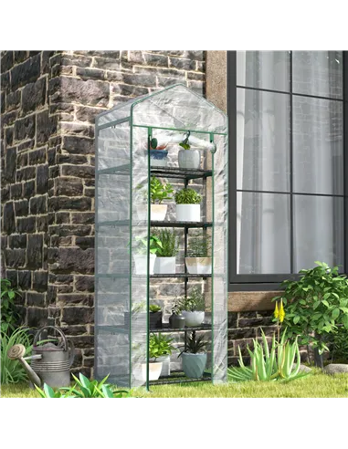Outsunny 193cm Five Shelf Mini Greenhouse - White