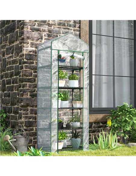 Outsunny 193cm Five Shelf Mini Greenhouse - White