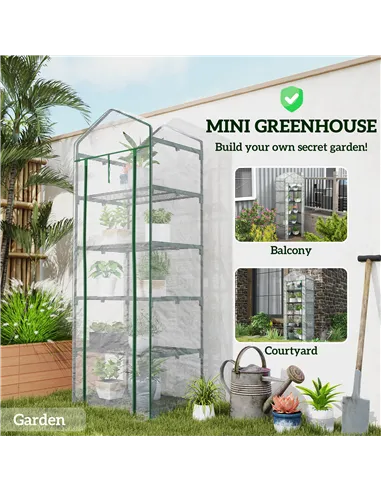 Outsunny 193cm Five Shelf Mini Greenhouse - White