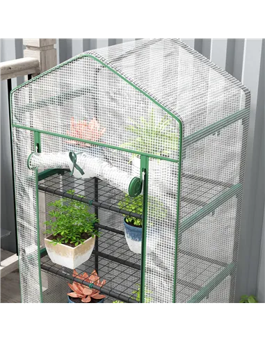 Outsunny 193cm Five Shelf Mini Greenhouse - White