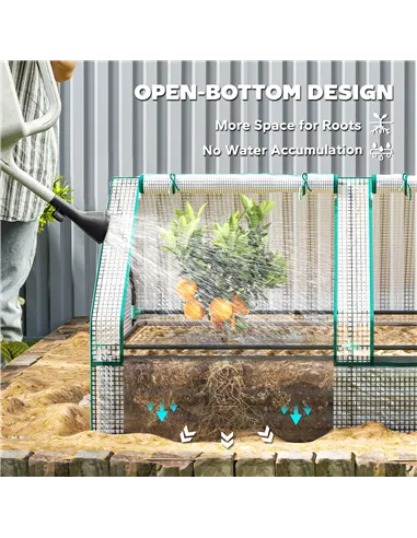 Outsunny Metal Planter Box with Cover, Raised Garden Bed with Greenhouse, for Herbs and Vegetables, White and Dark Grey