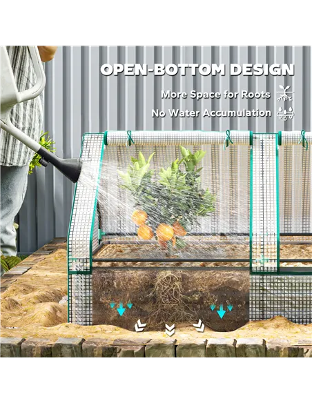 Outsunny Metal Planter Box with Cover, Raised Garden Bed with Greenhouse, for Herbs and Vegetables, White and Dark Grey
