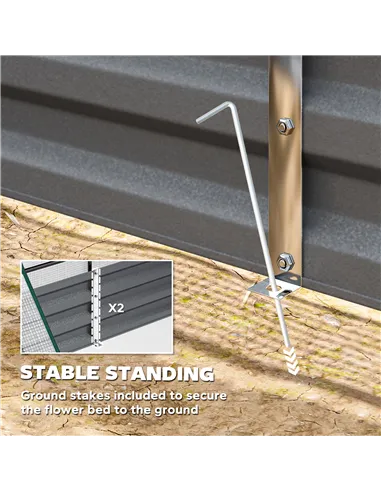 Outsunny Metal Planter Box with Cover, Raised Garden Bed with Greenhouse, for Herbs and Vegetables, White and Dark Grey