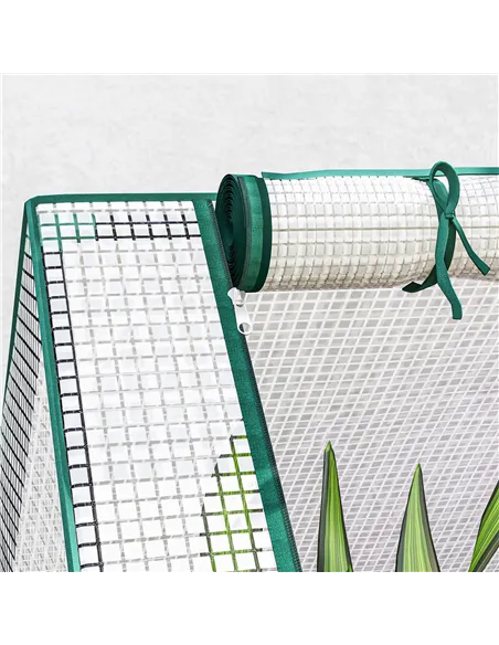 Outsunny Metal Planter Box with Cover, Raised Garden Bed with Greenhouse, for Herbs and Vegetables, White and Dark Grey