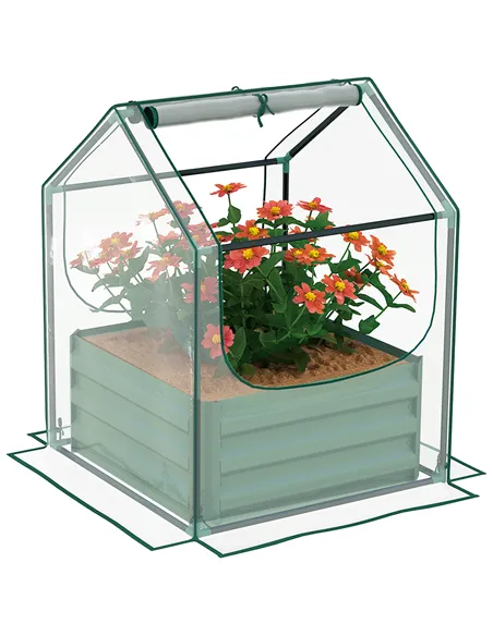 Outsunny 61 x 61cm Garden Planter Bed, with Cover - Green