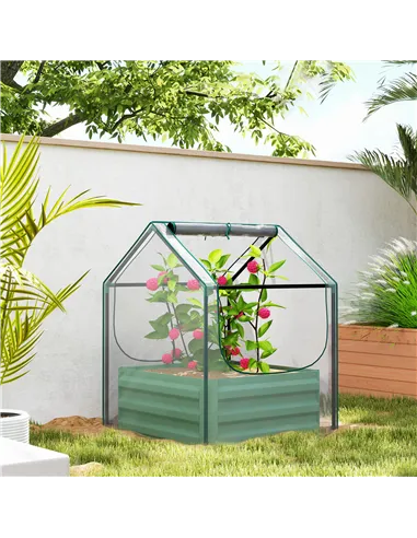 Outsunny 61 x 61cm Garden Planter Bed, with Cover - Green