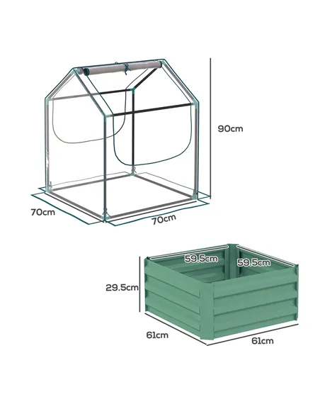 Outsunny 61 x 61cm Garden Planter Bed, with Cover - Green