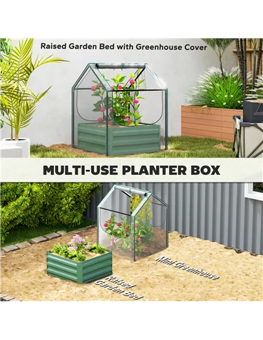 Outsunny 61 x 61cm Garden Planter Bed, with Cover - Green