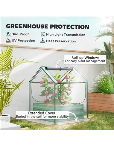 Outsunny 61 x 61cm Garden Planter Bed, with Cover - Green