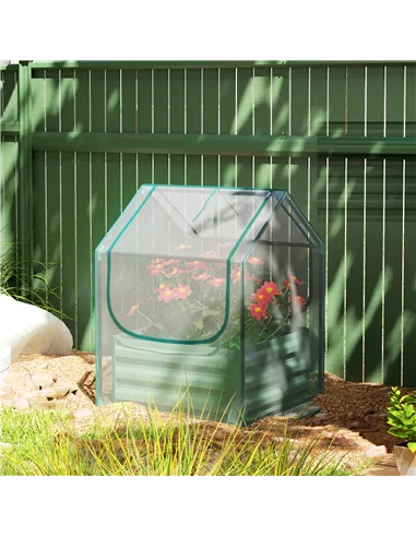 Outsunny 61 x 61cm Garden Planter Bed, with Cover - Green