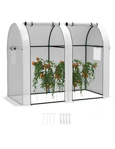 Outsunny 94 x 185cm Mini Two-Room Greenhouse - White