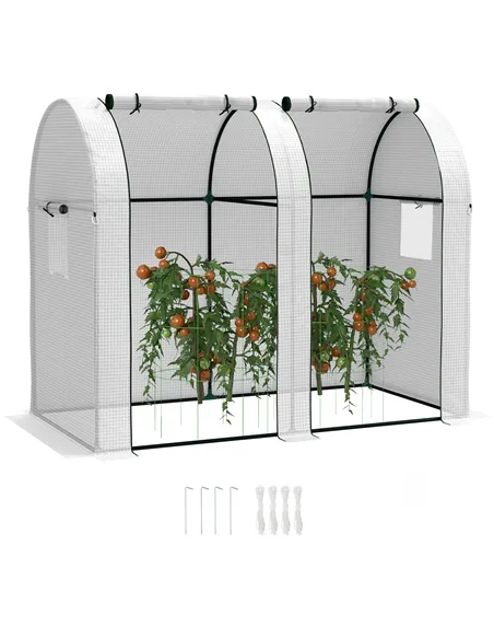 Outsunny 94 x 185cm Mini Two-Room Greenhouse - White
