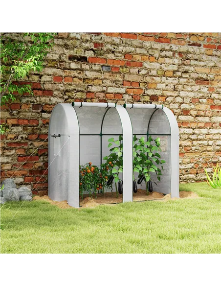 Outsunny 94 x 185cm Mini Two-Room Greenhouse - White