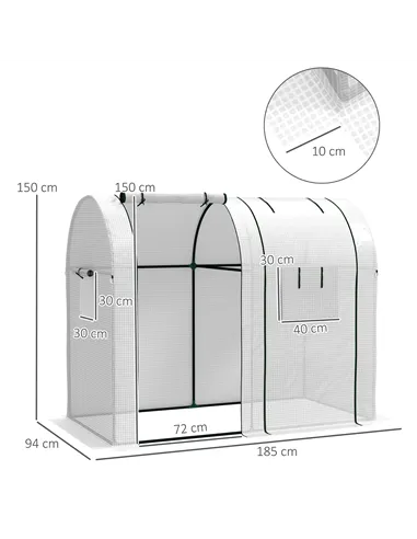 Outsunny 94 x 185cm Mini Two-Room Greenhouse - White