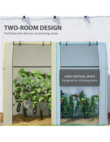Outsunny 94 x 185cm Mini Two-Room Greenhouse - White
